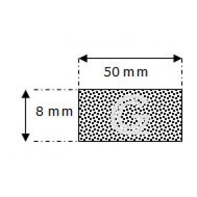 Rechthoekig mosrubber snoer | 8 x 50 mm | per meter